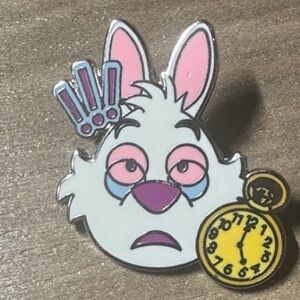 5/$25 Disney Alice in Wonderland White Rabbit I'm Late Emoji Pin‎